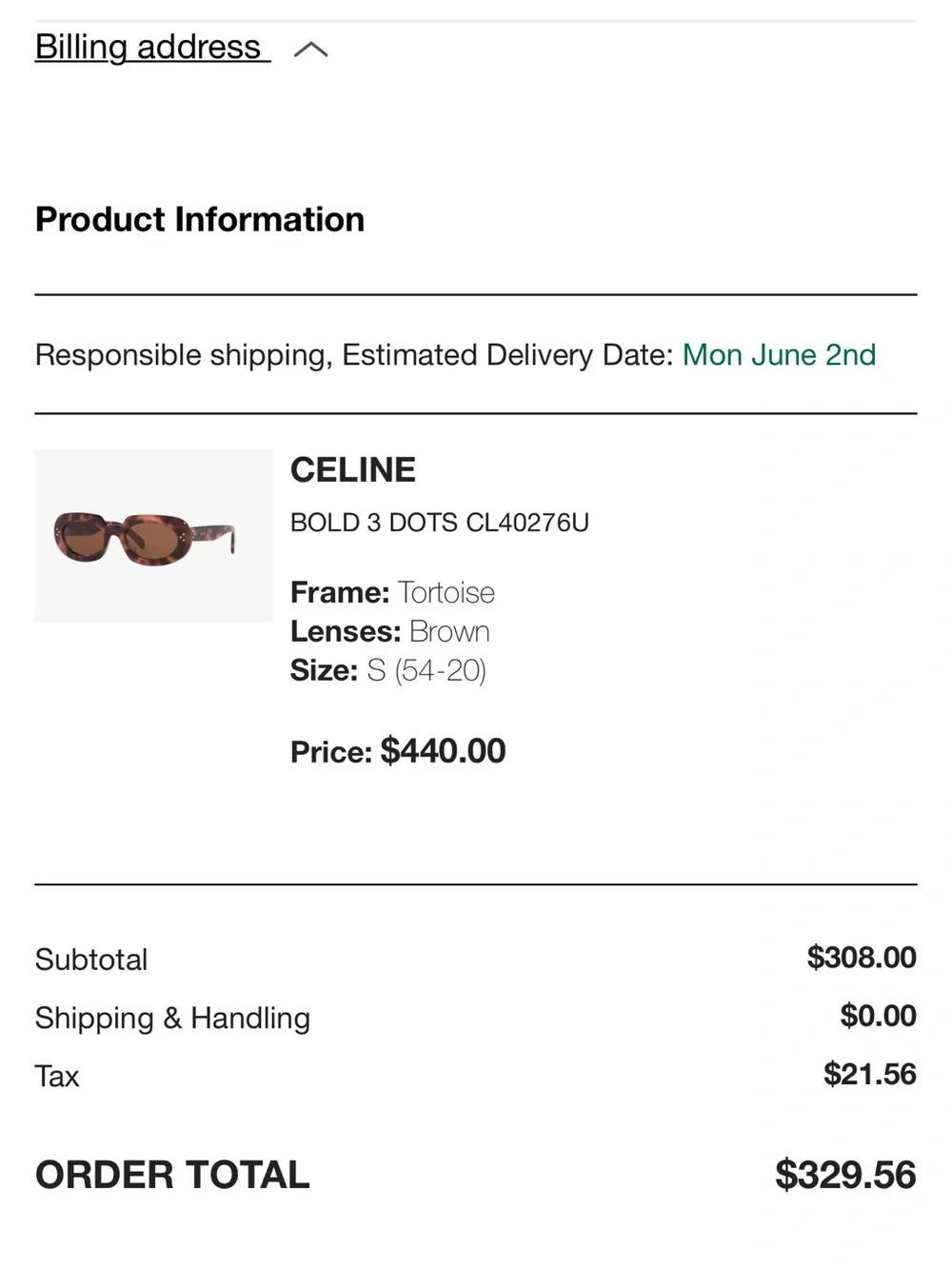 Celine Tortoise Oval Sunglasses